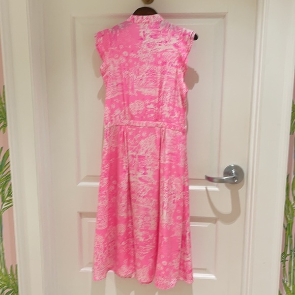Lilly Pulitzer Palm Beach Silk Midi Dress in Skinny Dippin, size 10 - Picture 2 of 6